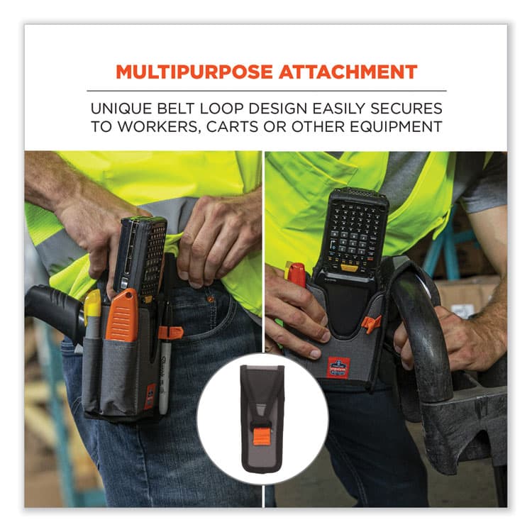 ERGODYNE CORPORATION Squids 5540 Handheld Barcode Scanner Holster with Belt Loop, Small, 2.75 x 3.5 x 7.3, Polyester, Gray (EGO19180) thumbnail 4