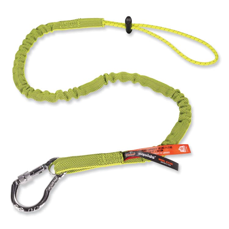 ERGODYNE CORPORATION Squids 3100 Lanyard with Aluminum Carabiner + Cinch-Loop, 10 lb Max Working Capacity, 35" to 45" Long, Lime (EGO19003)
