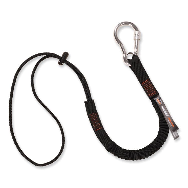ERGODYNE CORPORATION Squids 3105 Tool Lanyard with Aluminum Carabiner + Cinch-Loop, 15 lb Max Working Capacity, 32" to 48" Long, Black (EGO19005)