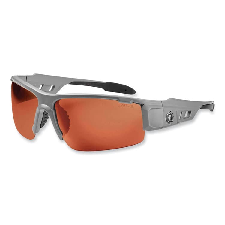 ERGODYNE CORPORATION Skullerz Dagr Safety Glasses, Matte Gray Half Frame, Polarized Copper Single Lens (EGO52121)
