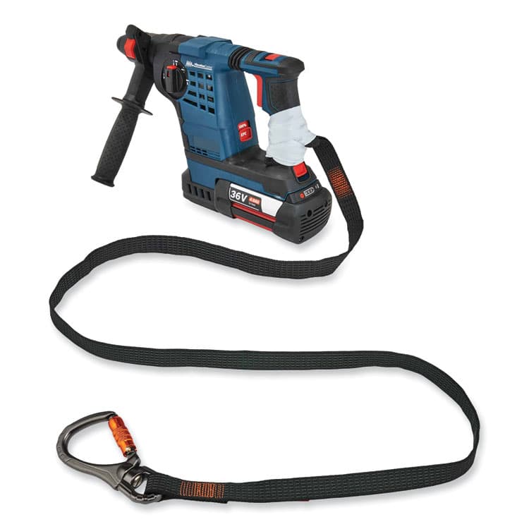 ERGODYNE CORPORATION Squids 3129 Tool Lanyard with Double-Locking Swivel Carabiner + Loop, 40 lb Max Working Capacity, 76" Long, Black (EGO19137) thumbnail 3