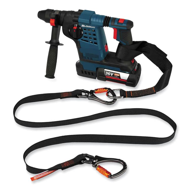 ERGODYNE CORPORATION Squids 3139 Tool Lanyard with 2 Locking Swivel Carabiners, 40 lb Max Working Capacity, 76" Long, Black/Orange (EGO19139) thumbnail 4