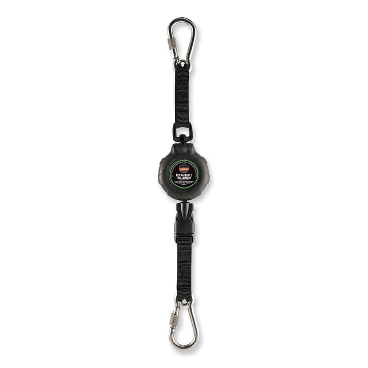 ERGODYNE CORPORATION Squids 3000 Retractable Tool Lanyard with Carabiner Anchor, 1 lb Working Capacity, 48" Long, Black (EGO19300)