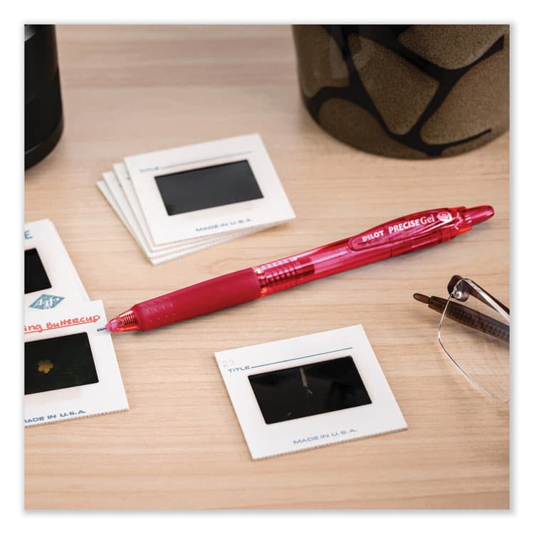PILOT CORP. OF AMERICA Precise Gel BeGreen Gel Pen, Retractable, Fine 0.7 mm, Red Ink, Translucent Red Barrel, Dozen (PIL15003) thumbnail 4