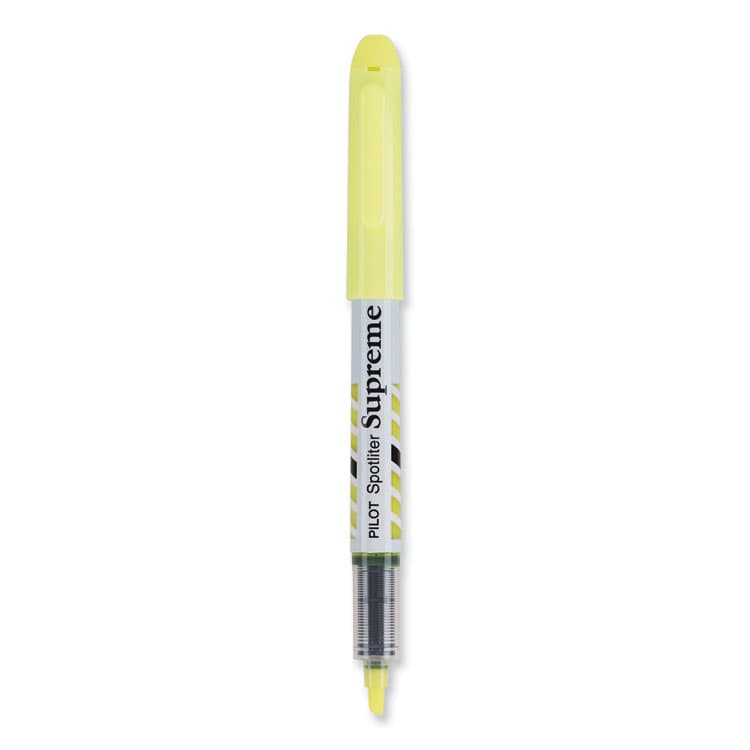 PILOT CORP. OF AMERICA Spotliter Supreme Highlighter, Fluorescent Yellow Ink, Chisel Tip, Yellow/White Barrel, Dozen (PIL16008)
