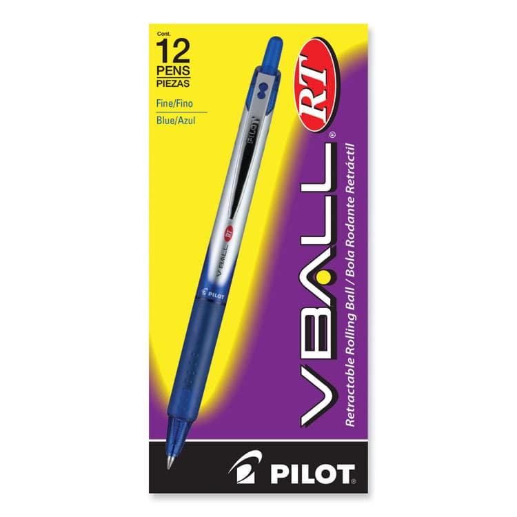 PILOT CORP. OF AMERICA VBall RT Liquid Ink Rollerball Pen, Retractable, Fine 0.7 mm, Blue Ink, Blue/White Barrel (PIL26207) thumbnail 2