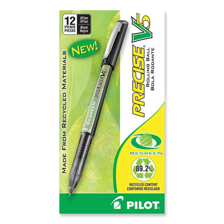 PILOT CORP. OF AMERICA Precise V5 BeGreen Rollerball Pen, Stick, Extra-Fine 0.5 mm, Black Ink, Black Barrel, Dozen (PIL26300) thumbnail 2