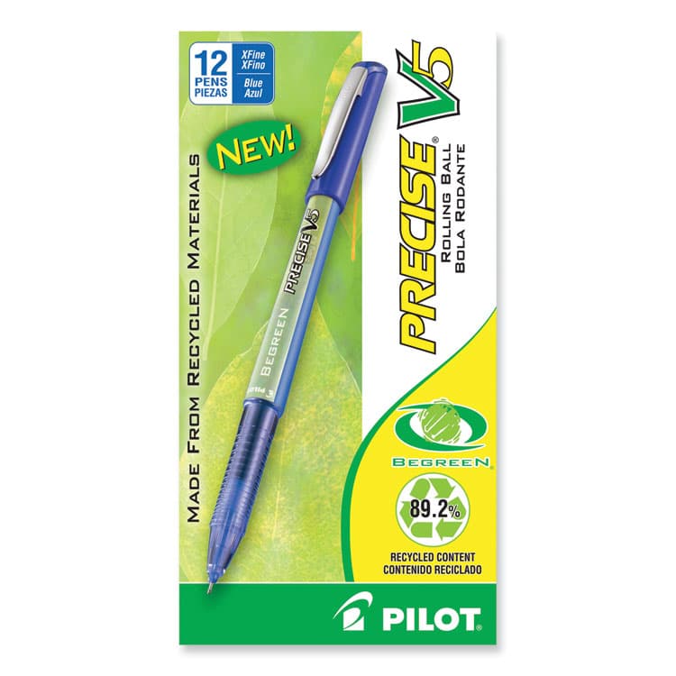 PILOT CORP. OF AMERICA Precise V5 BeGreen Rollerball Pen, Stick, Extra-Fine 0.5 mm, Blue Ink, Blue Barrel, Dozen (PIL26301) thumbnail 2