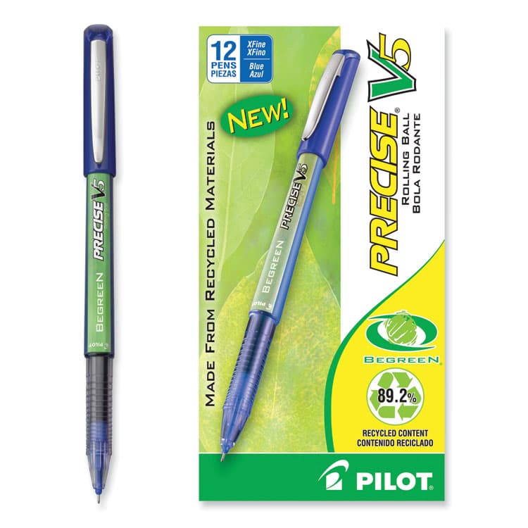 PILOT CORP. OF AMERICA Precise V5 BeGreen Rollerball Pen, Stick, Extra-Fine 0.5 mm, Blue Ink, Blue Barrel, Dozen (PIL26301) thumbnail 4
