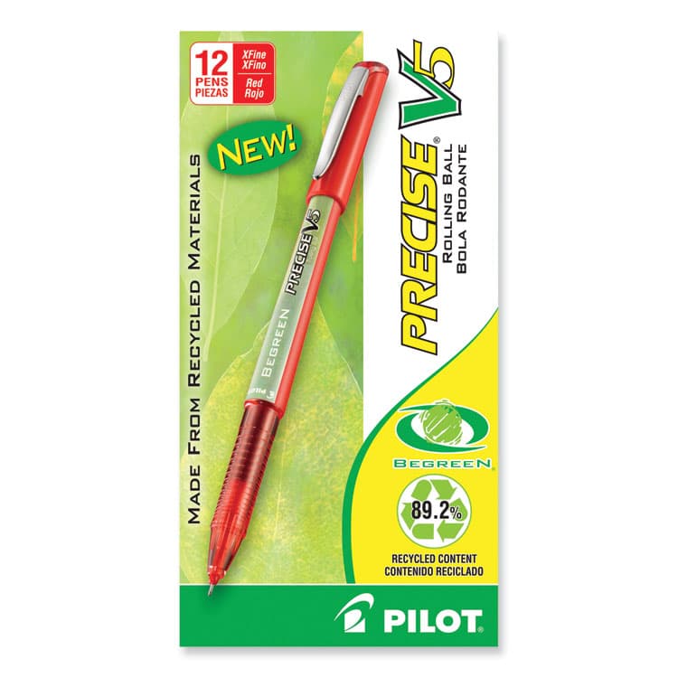 PILOT CORP. OF AMERICA Precise V5 BeGreen Rollerball Pen, Stick, Extra-Fine 0.5 mm, Red Ink, Red Barrel, Dozen (PIL26302) thumbnail 2