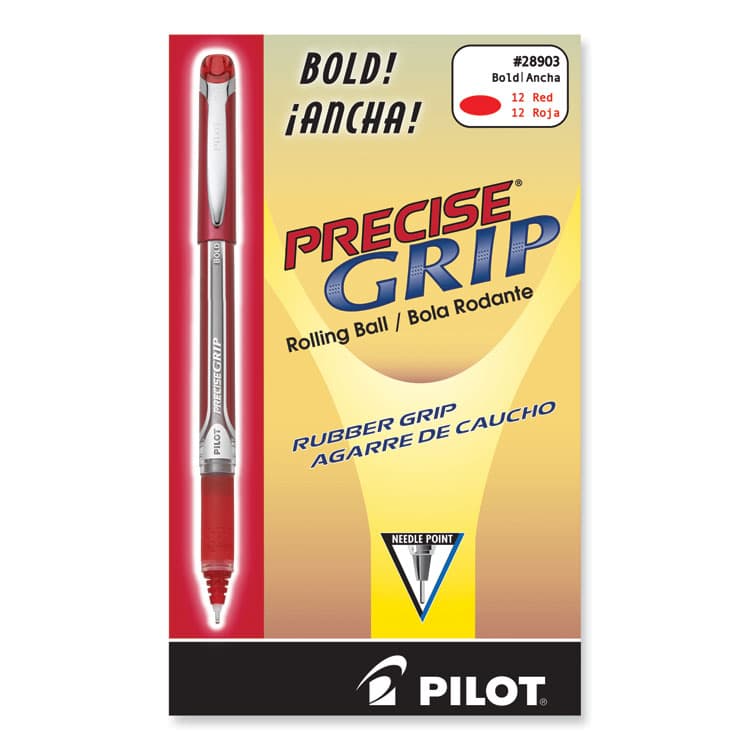 PILOT CORP. OF AMERICA Precise Grip Rollerball Pen, Stick, Bold 1 mm, Red Ink, Red Barrel (PIL28903) thumbnail 2
