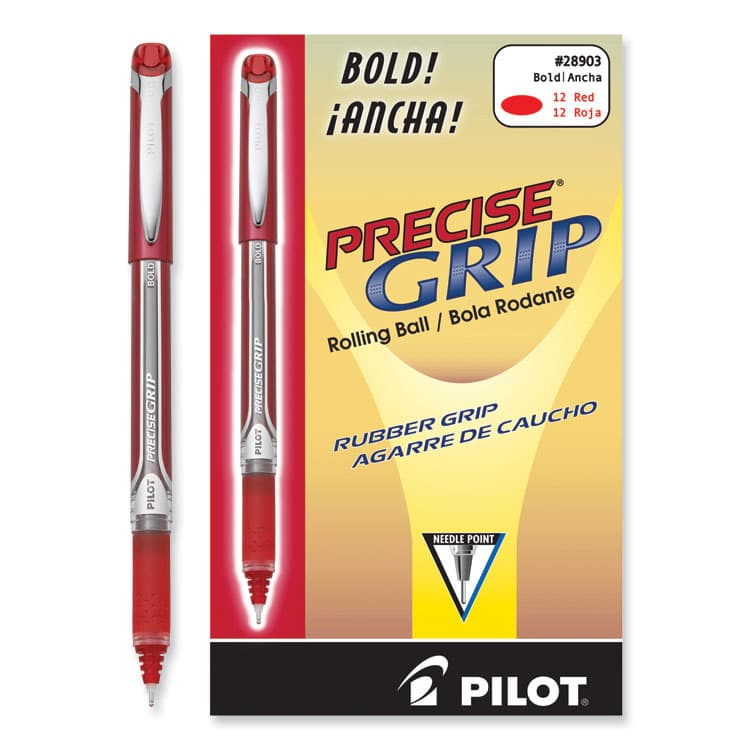 PILOT CORP. OF AMERICA Precise Grip Rollerball Pen, Stick, Bold 1 mm, Red Ink, Red Barrel (PIL28903) thumbnail 4