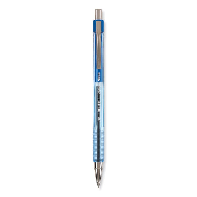 PILOT CORP. OF AMERICA Better Ballpoint Pen, Retractable, Medium 1 mm, Blue Ink, Translucent Blue Barrel, Dozen (PIL30006)