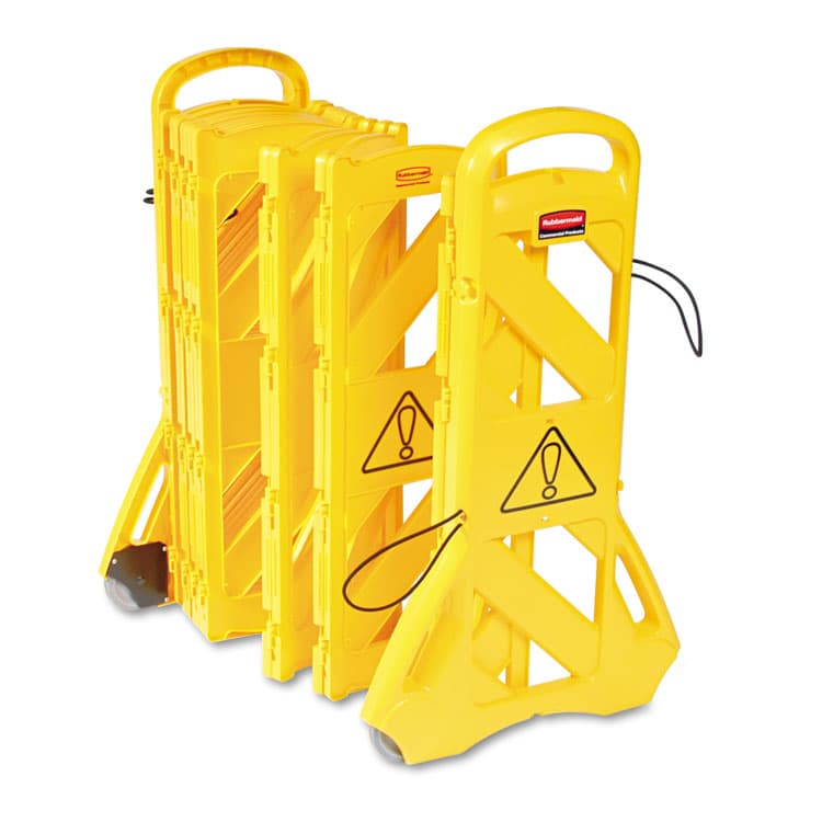 RUBBERMAID COMMERCIAL PROD. Portable Mobile Safety Barrier, Plastic, 13 ft x 40", Yellow (RCP9S1100YEL)