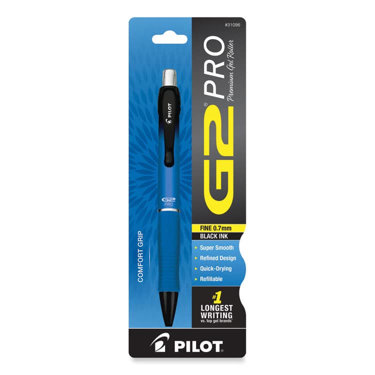 PILOT CORP. OF AMERICA G2 Pro Gel Pen, Retractable, Fine 0.7 mm, Black Ink, Blue Barrel (PIL31096) thumbnail 2