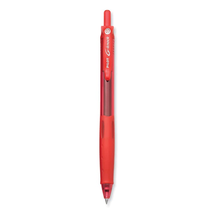 PILOT CORP. OF AMERICA G-Knock BeGreen Gel Pen, Retractable, Fine 0.7 mm, Red Ink, Translucent Red/Red Barrel, Dozen (PIL31508)