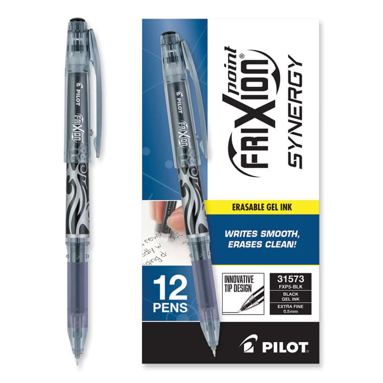 PILOT CORP. OF AMERICA FriXion Point Erasable Gel Pen, Stick, Extra-Fine 0.5 mm, Black Ink, Black/Silver/Smoke Barrel (PIL31573) thumbnail 3