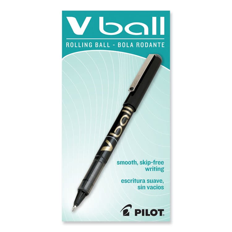 PILOT CORP. OF AMERICA VBall Liquid Ink Rollerball Pen, Stick, Fine 0.7 mm, Black Ink, Black/Clear Barrel, Dozen (PIL35112) thumbnail 2