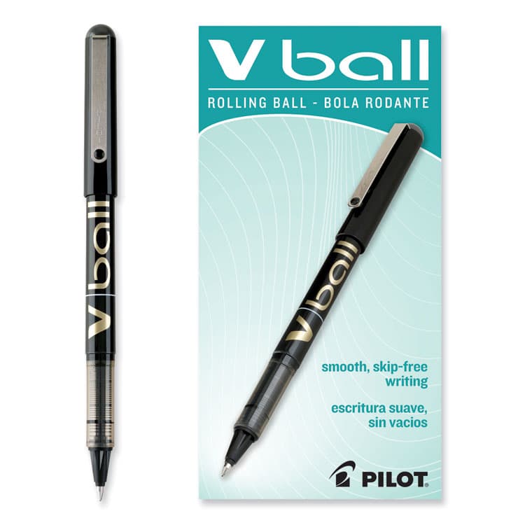 PILOT CORP. OF AMERICA VBall Liquid Ink Rollerball Pen, Stick, Fine 0.7 mm, Black Ink, Black/Clear Barrel, Dozen (PIL35112) thumbnail 3