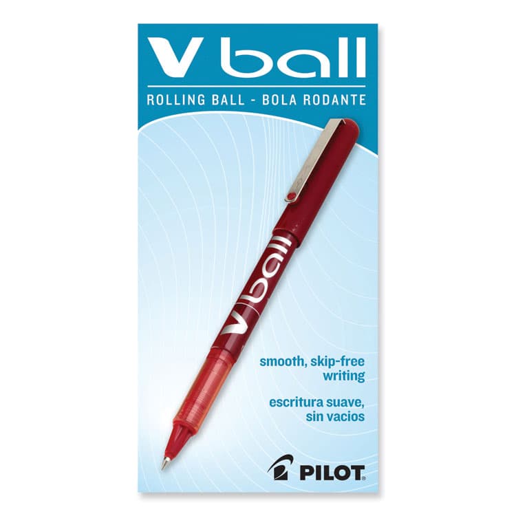 PILOT CORP. OF AMERICA VBall Liquid Ink Rollerball Pen, Stick, Extra-Fine 0.5 mm, Red Ink, Red/Clear Barrel, Dozen (PIL35202) thumbnail 2