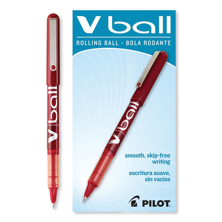 PILOT CORP. OF AMERICA VBall Liquid Ink Rollerball Pen, Stick, Extra-Fine 0.5 mm, Red Ink, Red/Clear Barrel, Dozen (PIL35202) thumbnail 4