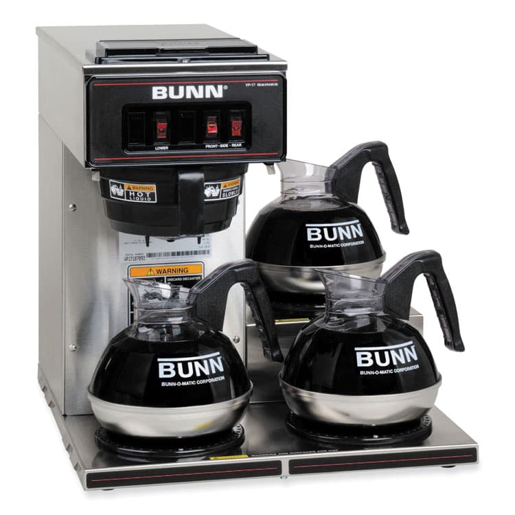 BUNN-O-MATIC VP17-3 12-Cup Pour-Over Coffee Maker with Three Warmers, Stainless Steel/Black (BUN133000003) thumbnail 3
