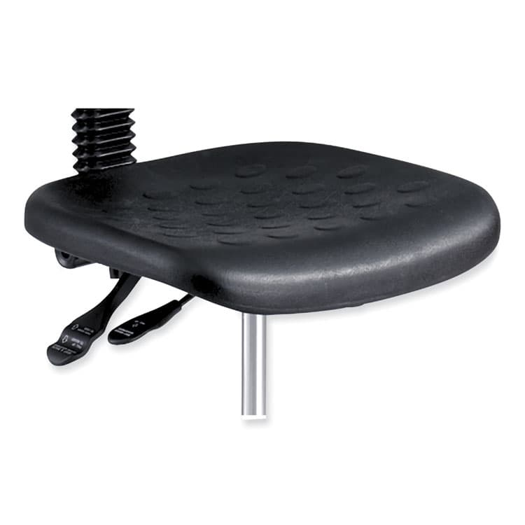 SAFCO PRODUCTS Soft Tough Deluxe Workbench Chair, Supports Up to 250 lb, 22" to 32" Seat Height, Black Seat, Black/Silver Base (SAF6912) thumbnail 2