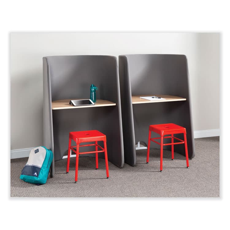 SAFCO PRODUCTS Steel GuestBistro Stool, Backless, Supports Up to 250 lb, 18" Seat Height, Red Seat, Red Base (SAF6604RD) thumbnail 2