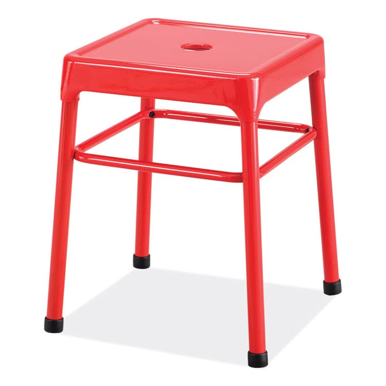 SAFCO PRODUCTS Steel GuestBistro Stool, Backless, Supports Up to 250 lb, 18" Seat Height, Red Seat, Red Base (SAF6604RD)