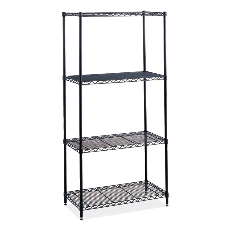 SAFCO PRODUCTS Industrial Wire Shelving, Four-Shelf, 36w x 24d x 72h, Black (SAF5288BL)
