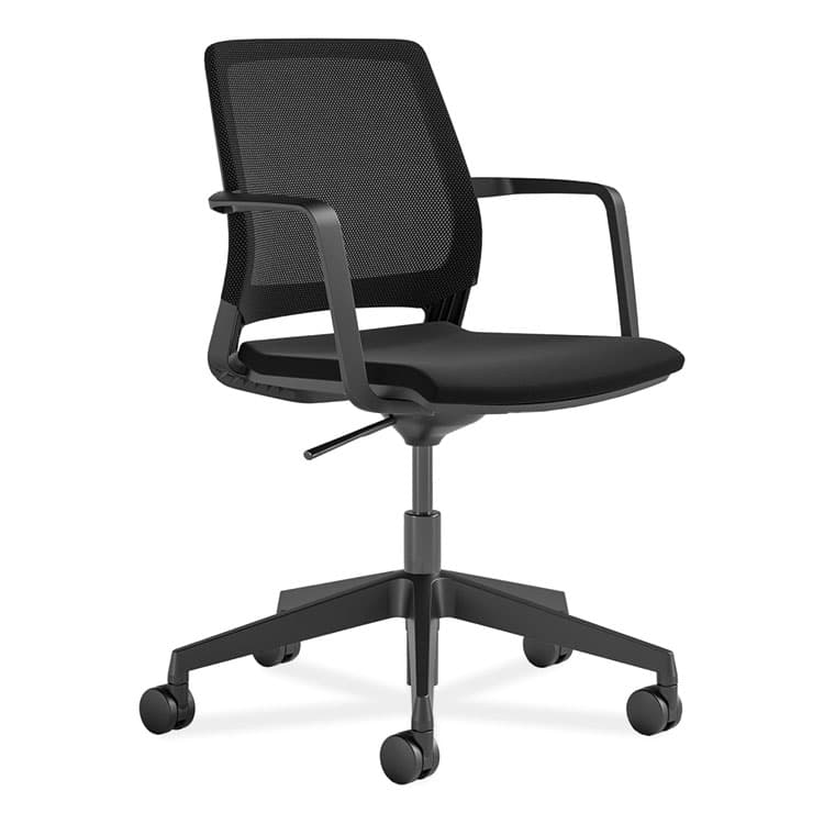 SAFCO PRODUCTS Medina Conference Chair, Supports Up to 300 lb, 17" to 22" Seat Height, Black Seat, Black Back, Black Base (SAF6828BL)