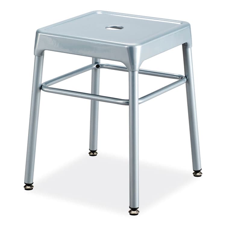 SAFCO PRODUCTS Steel GuestBistro Stool, Backless, Supports Up to 250 lb, 18" Seat Height, Silver Seat, Silver Base (SAF6604SL)
