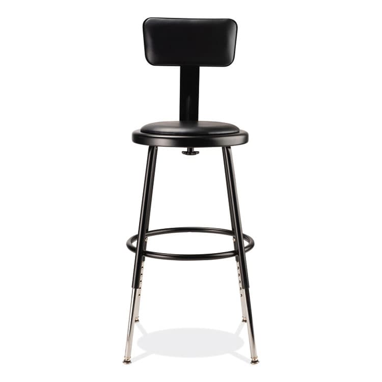 NATIONAL PUBLIC SEATING 6400 Series Height Adjustable Heavy Duty Vinyl Steel Stool with Backrest, Supports 300 lb, 19" to 27" Seat Height, Black (NPS6418HB10) thumbnail 2