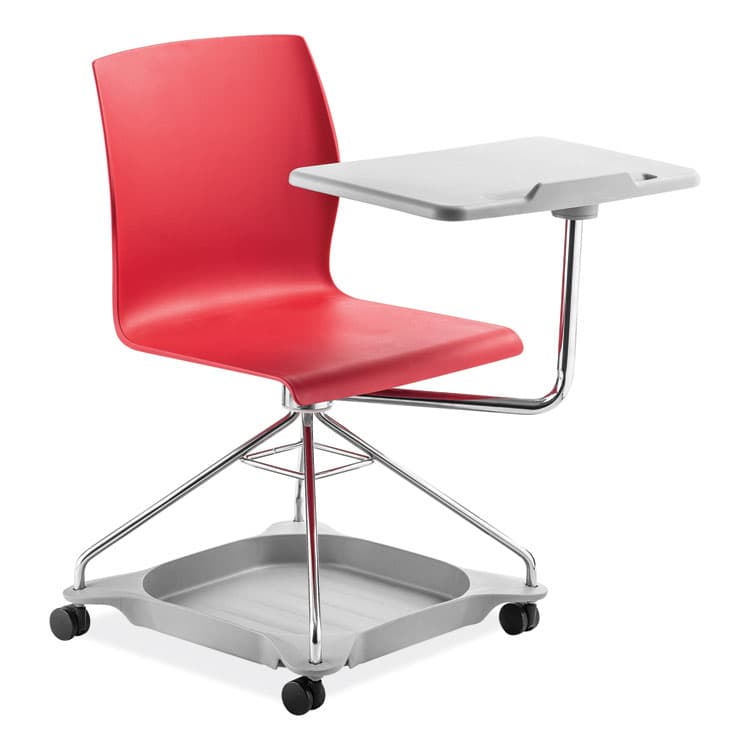 NATIONAL PUBLIC SEATING CoGo Mobile Tablet Chair, Supports Up to 440 lb, 18.75" Seat Height, Red Seat, Red Back, Chrome Frame (NPSCOGO40) thumbnail 2