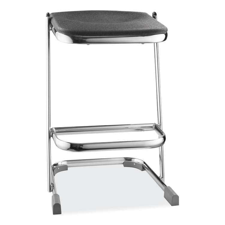NATIONAL PUBLIC SEATING 6600 Series Elephant Z-Stool, Backless, Supports Up to 500 lb, 24" Seat Height, Black Seat, Chrome Frame (NPS6624) thumbnail 2