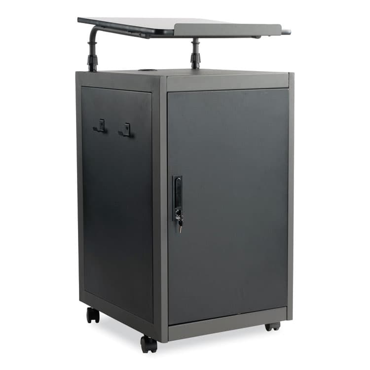 NATIONAL PUBLIC SEATING Teacher's WorkPod Lectern, 20 x 24 x 41, Charcoal Slate/Black (NPSTWPL)