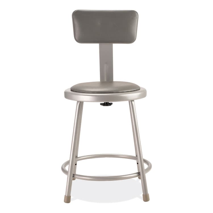 NATIONAL PUBLIC SEATING 6400 Series Heavy Duty Vinyl Padded Stool with Backrest, Supports 300 lb, 18" Seat Height, Gray Seat, Gray Back, Gray Base (NPS6418B) thumbnail 2
