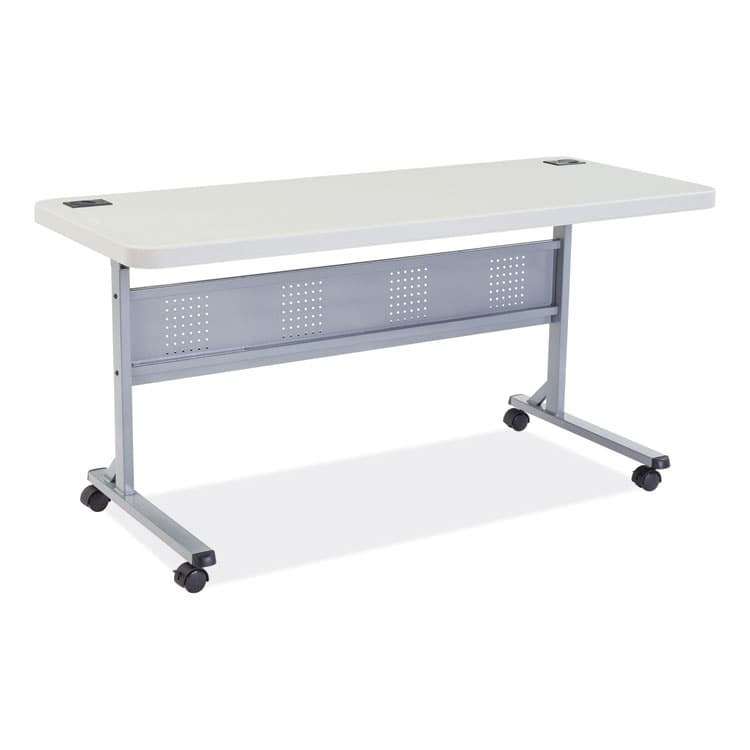 NATIONAL PUBLIC SEATING Flip-N-Store Training Table, Rectangular, 24 x 60 x 29.5, Speckled Gray (NPSBPFT2460)