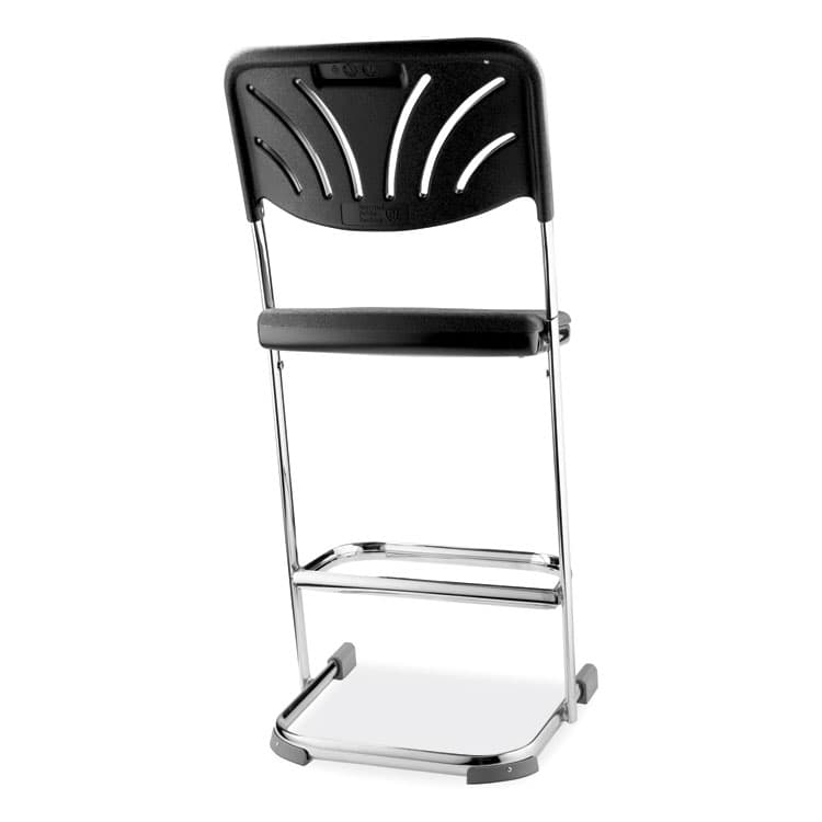 NATIONAL PUBLIC SEATING 6600 Series Elephant Z-Stool With Backrest, Supports Up to 500 lb, 24" Seat Heightt, Black Seat, Black Back, Chrome Frame (NPS6624B) thumbnail 2