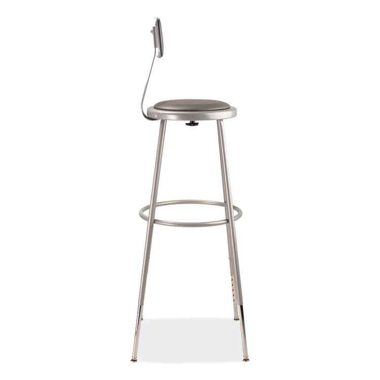 NATIONAL PUBLIC SEATING 6400 Series Height Adjustable Heavy Duty Padded Stool with Backrest, Supports 300 Up to lb, 32" to 39" Seat Height, Gray (NPS6430HB) thumbnail 2