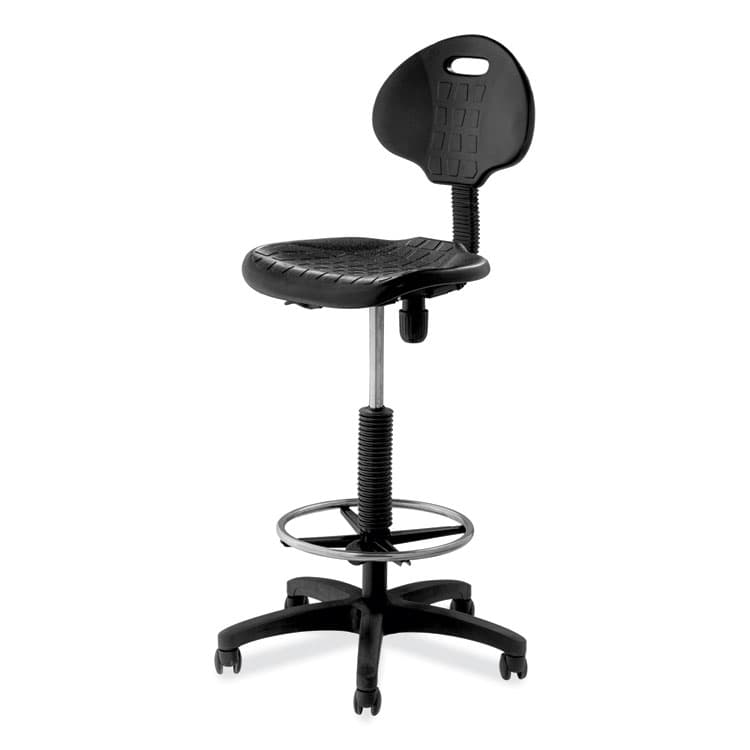 NATIONAL PUBLIC SEATING 6700 Series Adjustable Height Polyurethane Task Stool, Supports Up to 300 lb, 22" to 32" Seat Height, Black (NPS6722HB) thumbnail 2