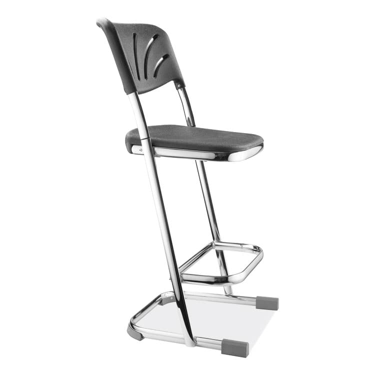 NATIONAL PUBLIC SEATING 6600 Series Elephant Z-Stool With Backrest, Supports Up to 500 lb, 24" Seat Heightt, Black Seat, Black Back, Chrome Frame (NPS6624B) thumbnail 3