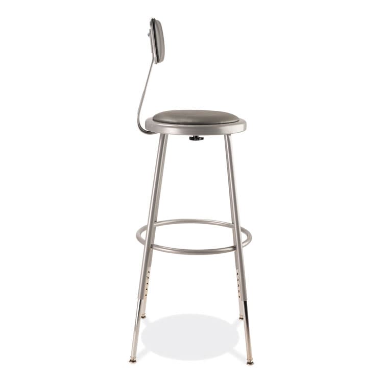 NATIONAL PUBLIC SEATING 6400 Series Height Adjustable Heavy Duty Padded Stool with Backrest, Supports Up to 300 lb, 25" to 33" Seat Height, Gray (NPS6424HB) thumbnail 2