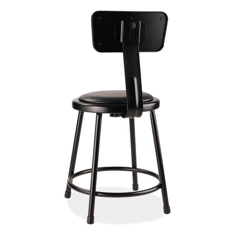 NATIONAL PUBLIC SEATING 6400 Series Heavy Duty Vinyl Padded Stool with Backrest, Supports 300 lb, 18" Seat Height, Black Seat, Black Back, Black Base (NPS6418B10) thumbnail 2