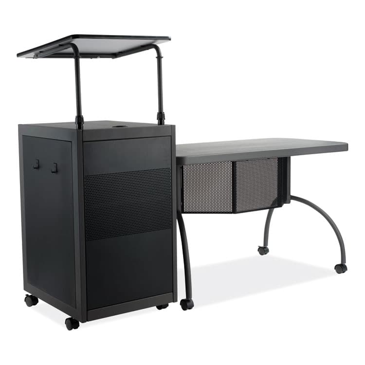 NATIONAL PUBLIC SEATING Teacher's WorkPod Desk and Lectern Kit, 68" x 24" x 41", Charcoal Gray (NPSTWP) thumbnail 3