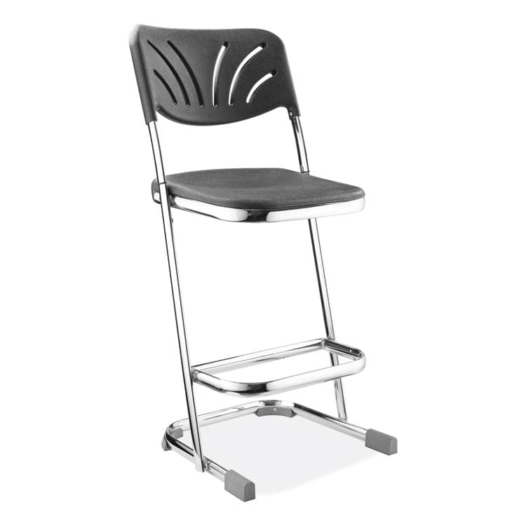 NATIONAL PUBLIC SEATING 6600 Series Elephant Z-Stool With Backrest, Supports Up to 500 lb, 24" Seat Heightt, Black Seat, Black Back, Chrome Frame (NPS6624B) thumbnail 4