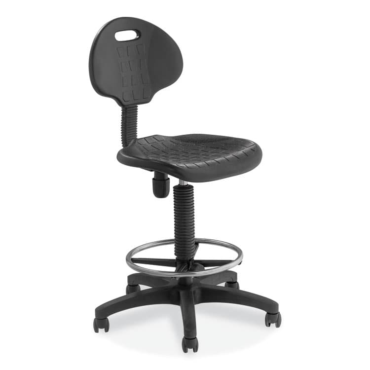 NATIONAL PUBLIC SEATING 6700 Series Adjustable Height Polyurethane Task Stool, Supports Up to 300 lb, 22" to 32" Seat Height, Black (NPS6722HB)
