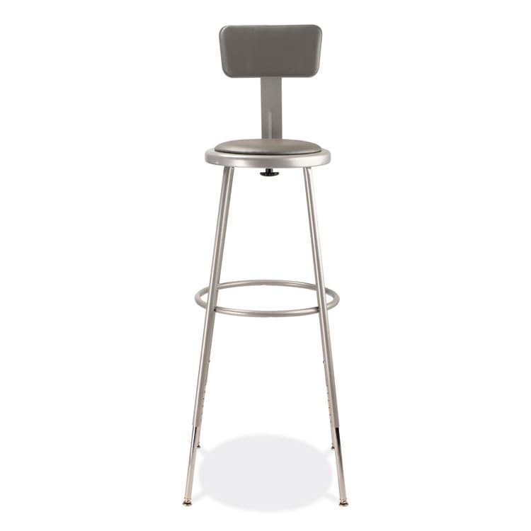 NATIONAL PUBLIC SEATING 6400 Series Height Adjustable Heavy Duty Padded Stool with Backrest, Supports 300 Up to lb, 32" to 39" Seat Height, Gray (NPS6430HB) thumbnail 4