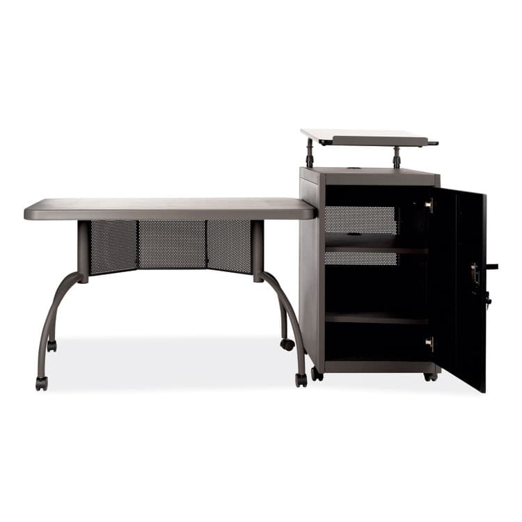 NATIONAL PUBLIC SEATING Teacher's WorkPod Desk and Lectern Kit, 68" x 24" x 41", Charcoal Gray (NPSTWP) thumbnail 4