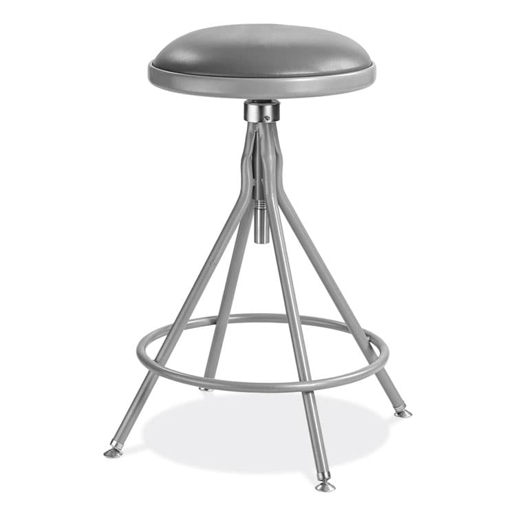 NATIONAL PUBLIC SEATING 6500 Series Height Adjustable Heavy Duty Padded Swivel Stool, Supports Up to 500 lb, 24" to 30" Seat Height, Gray (NPS6524H)
